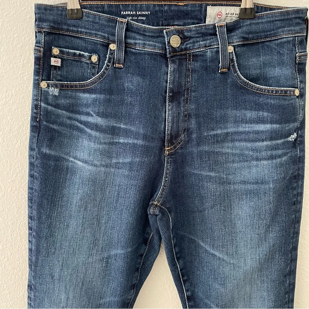 AG Adriano Goldschmied The Farrah Skinny High Rise Jeans Size 30R Medium Blue - Picture 3 of 8